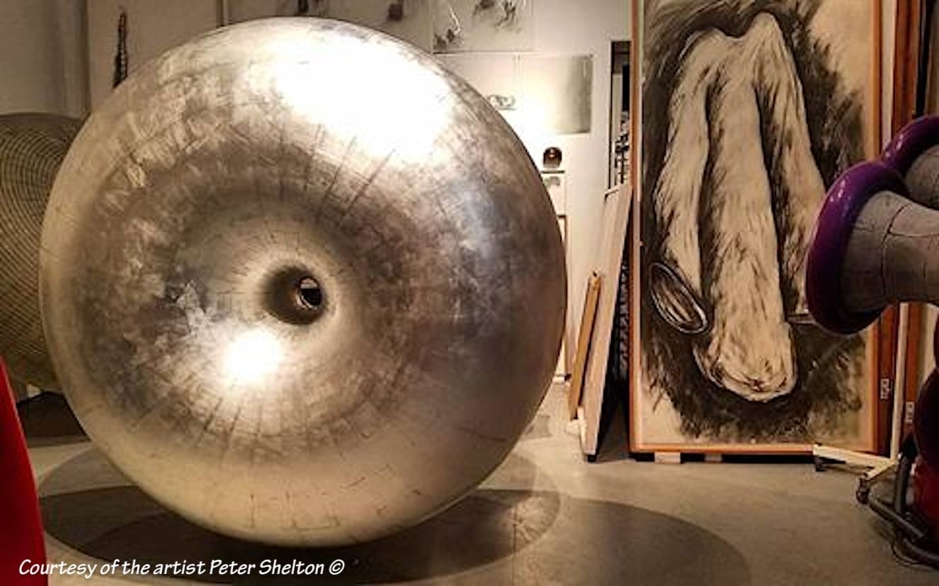 Sundog-acrylic size gilding on fiberglass-project for Peter Shelton sculptor-Los Angeles 2016