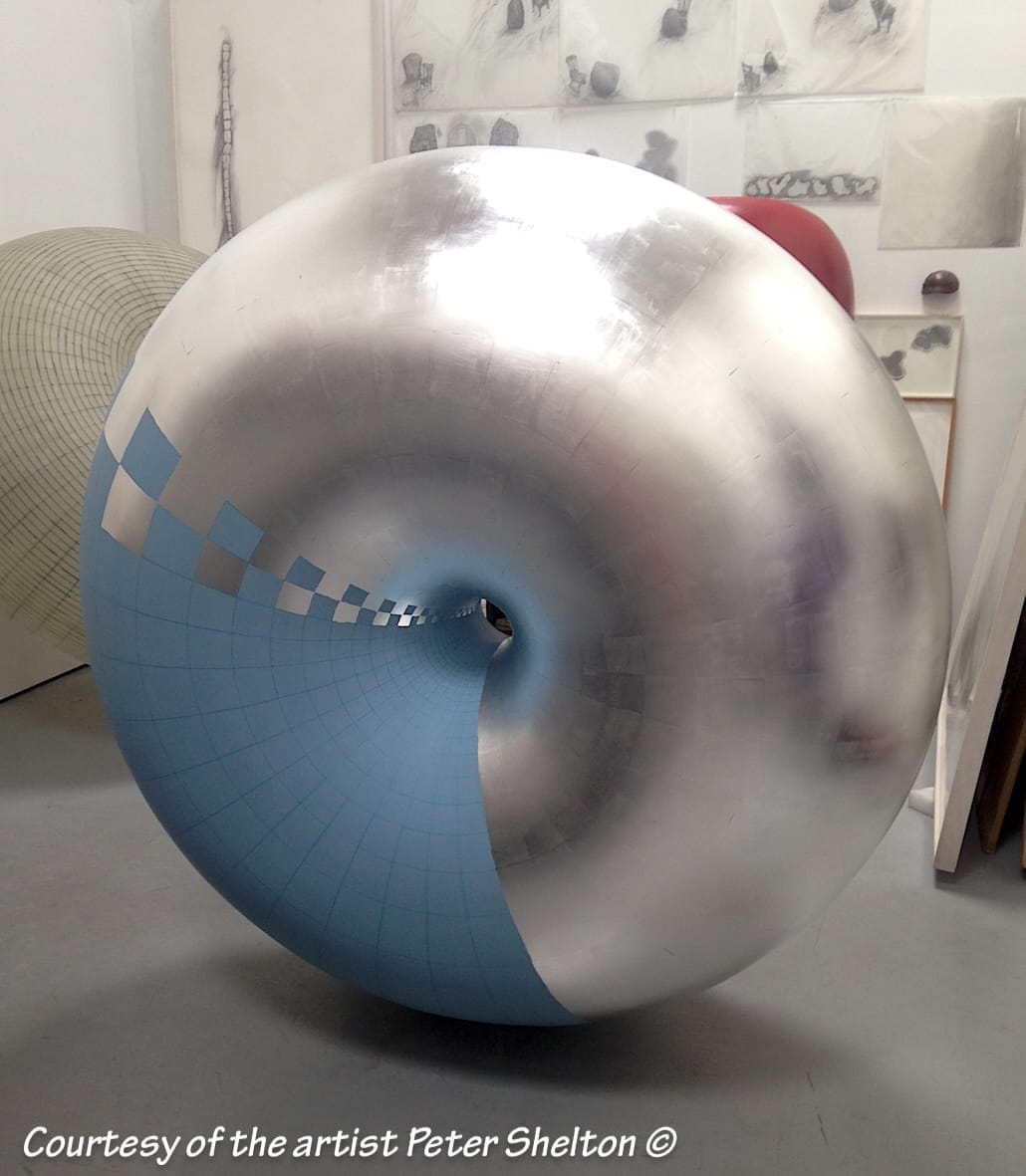Sundog-acrylic size gilding on fiberglass-work in progress-project for Peter Shelton sculptor-Los Angeles 2016